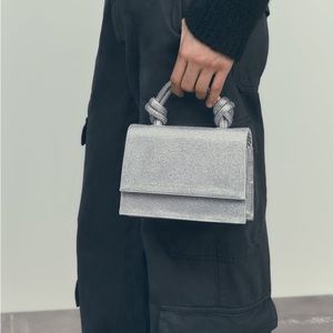 NWOT Zara Silver Shimmery Mini City Bag